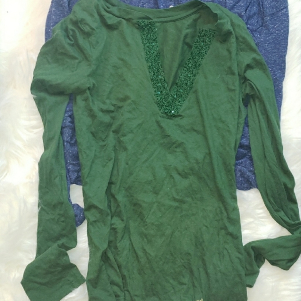 American Eagle Outfitters Green Long Sleeve Shirt